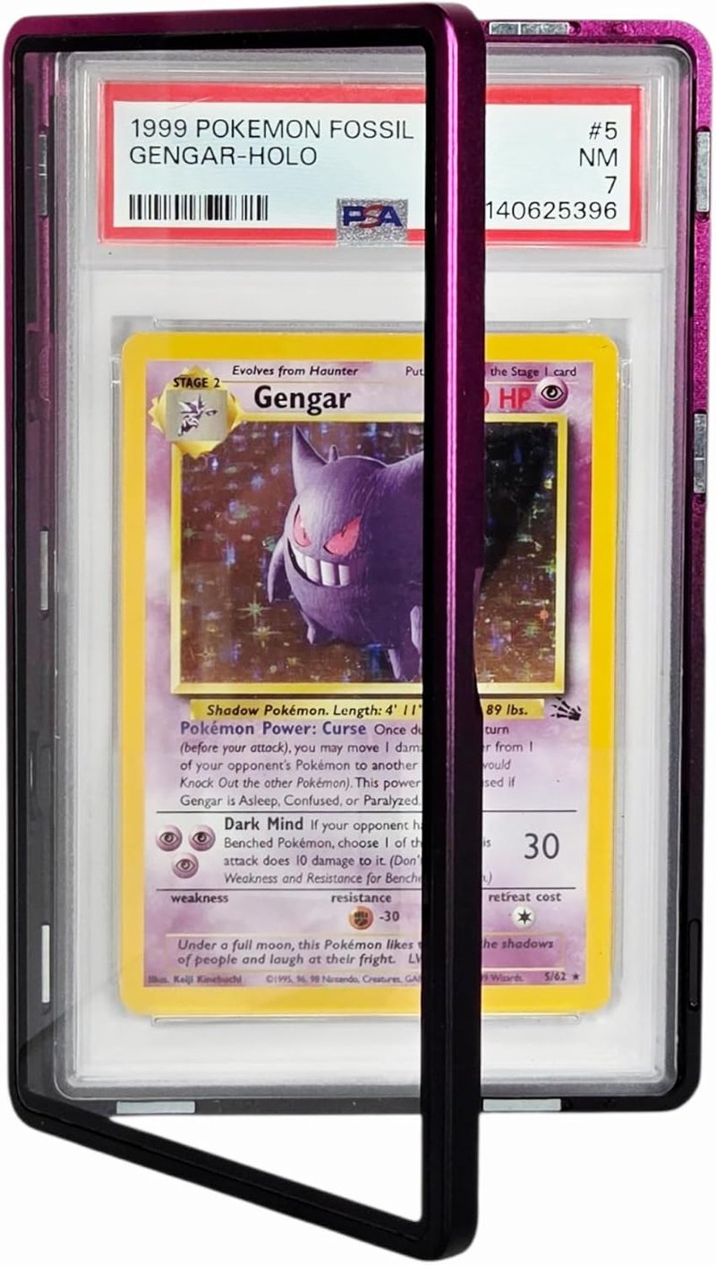 Metal PSA Slab Bumper Case - UV Resistant Stackable Magnetic Aluminum Case for Graded Cards | Purple/Black