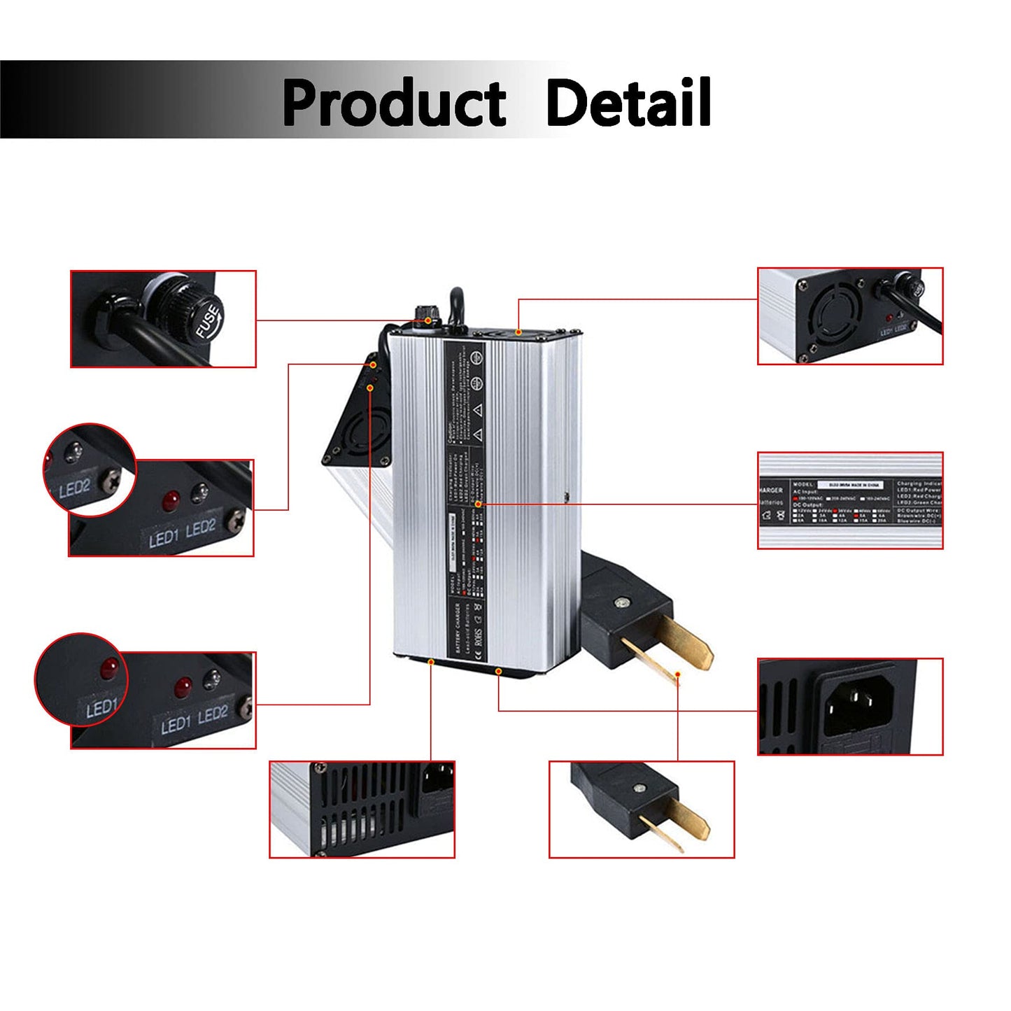 Golf Cart 36V 5A Battery Crows Foot 2 Prong Plug Replacement for Club Car DS EZGO TXT Yamaha