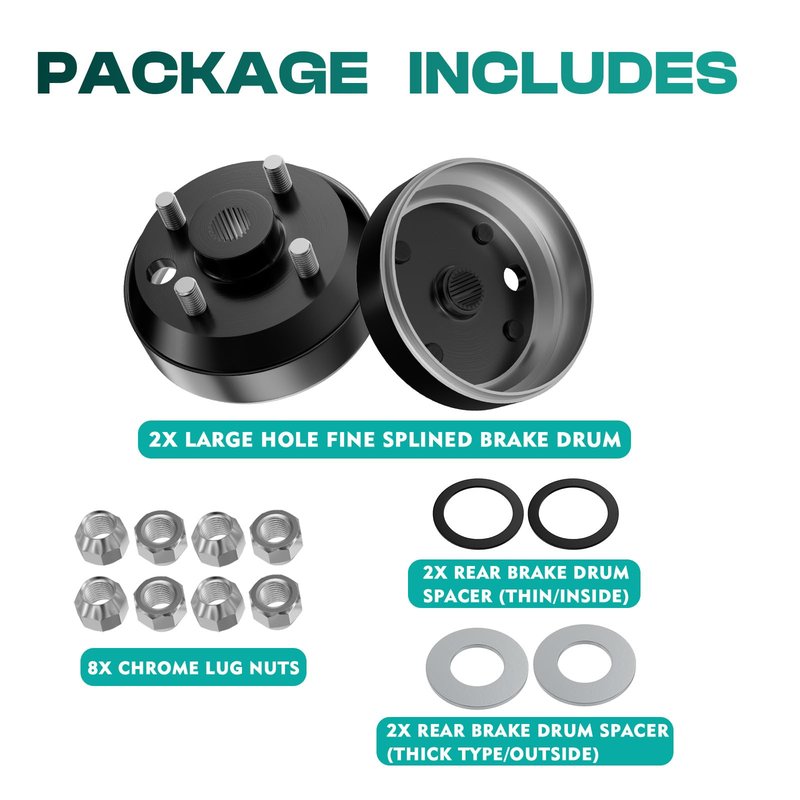 DRIVE UP Golf Cart Brake Drum for EZGO, Large Hole Fine Splined Brake Drum with Nut for EZGO 1991-Up 4 Cycle Gas Models, OEM 21807-G1