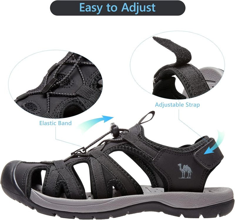Men's Hiking Sandals - Closed Toe Waterproof Outdoor Beach Shoes | Sport Fisherman Design