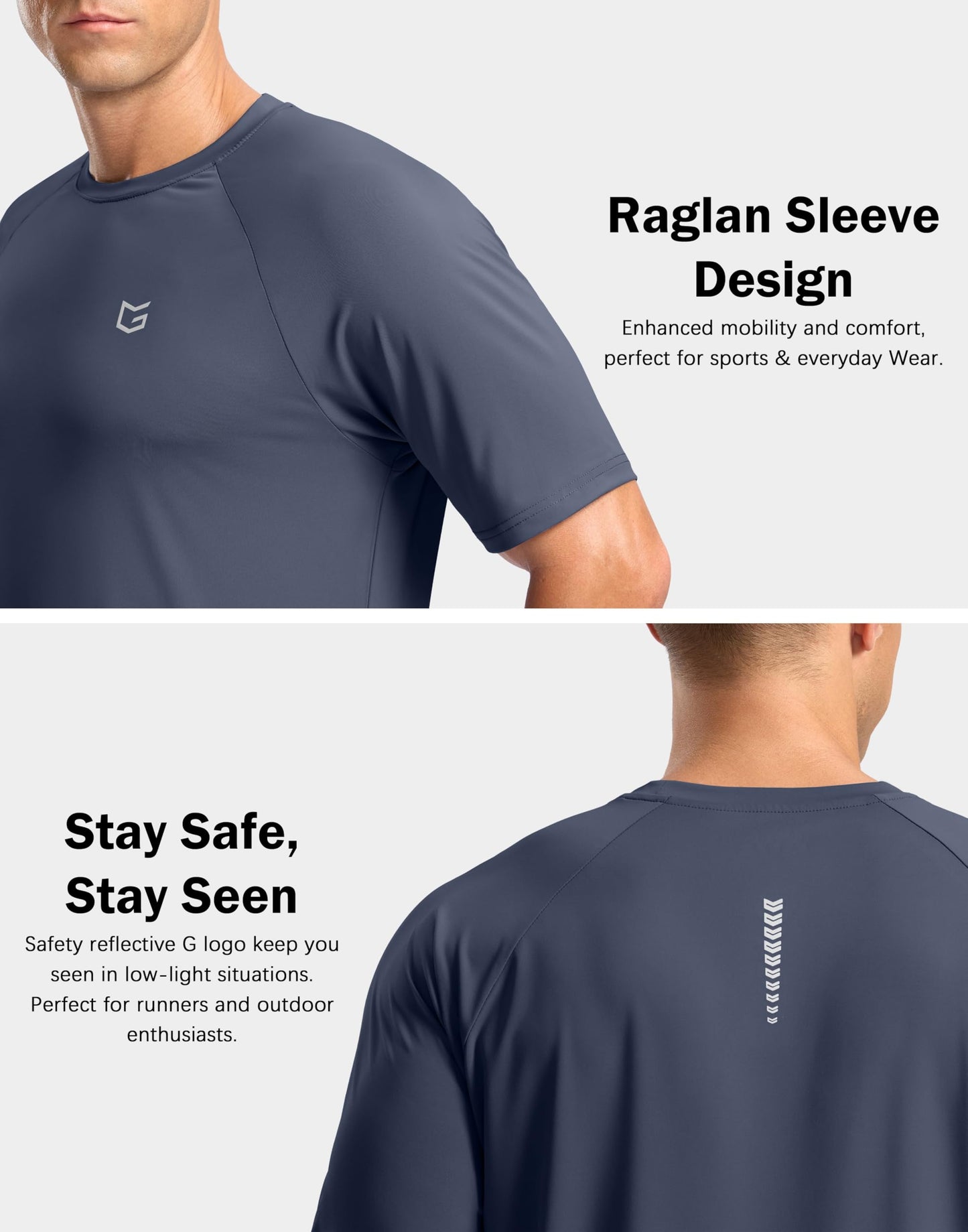 G Gradual Men's Athletic Workout T-Shirts Moisture Wicking Cooling Running Shirts Short Sleeve Performance Tee for Gym Tennis(Dusty Blue,L)