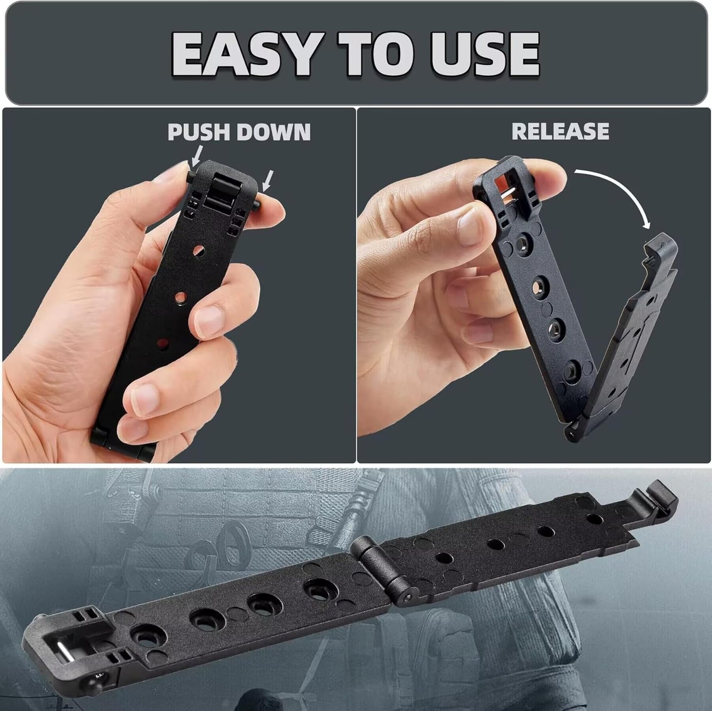 Molle Attachment Clips - Versatile Mounting Hardware for Vests, Backpacks & Holsters | Black