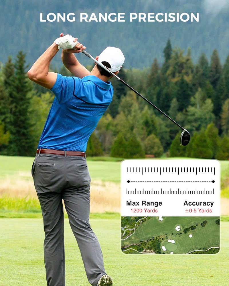 VyKure Golf Rangefinder with Slope - 1200 Yards Laser Range Finder with Flag Pole Locking Vibration, 7X Magnification rangefinder with Magnet Stripe