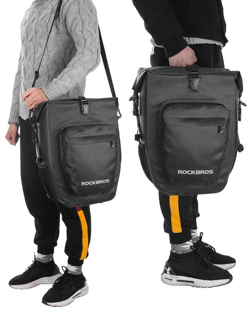 ROCKBROS Bike Pannier Waterproof 27L Large Capacity Bike Bag Rear Rack Bicycle Pannier Bag Waterproof for Grocery Touring Cycling Upgrade Black * 1