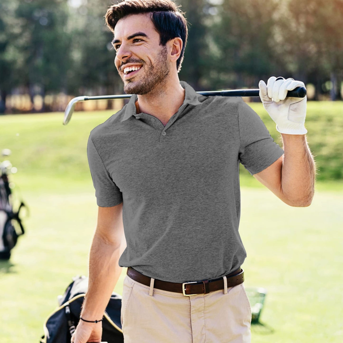 MCPORO Golf Polo Shirts for Men Casual Moisture Wicking Men's Polo Shirts Quick Dry Short Sleeve