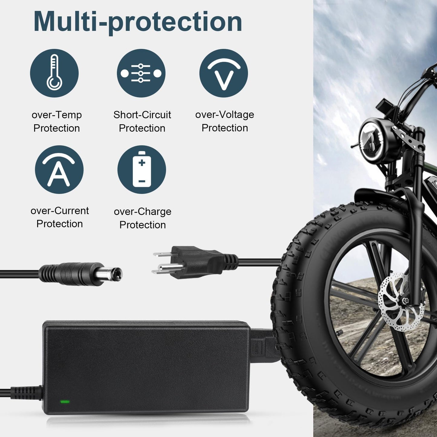 42V 2A Electric Scooter Charger Universal Replacement with 7 Plugs, Compatible with GOTRAX/Jetson/Voyage Charger for 36V 10S Li-ion Battery.