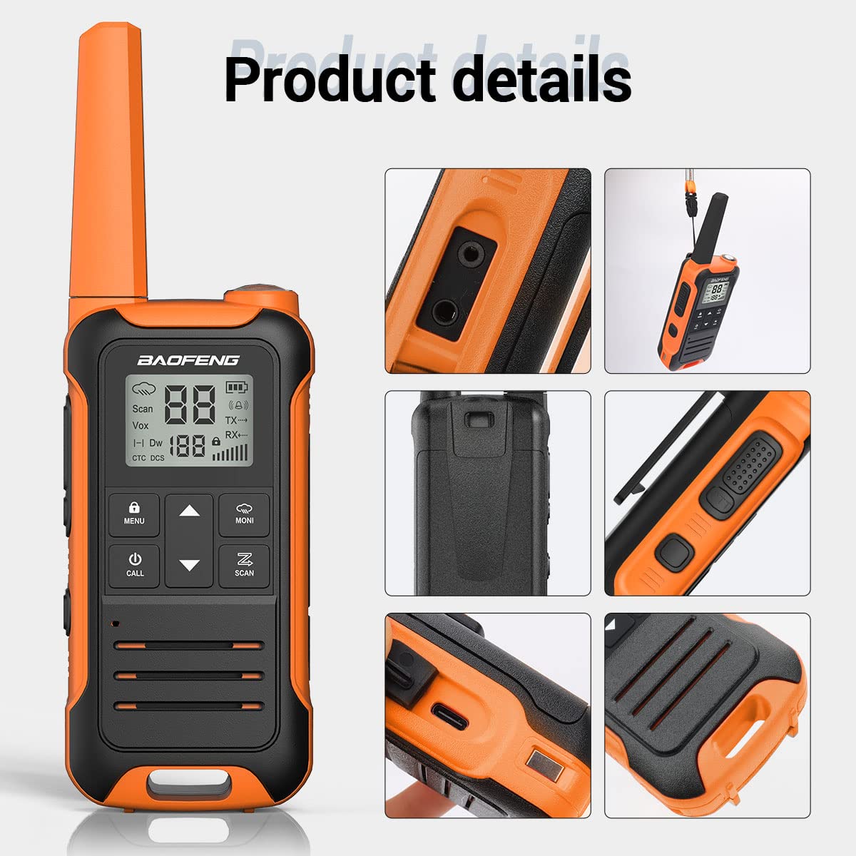 Baofeng Walkie Talkies Long Range Walkie Talkie for Adults FRS walkie-Talkie Hiking Accessories Camping Gear Toys 2 Way Radio for Kids with Flashlight,NOAA Weather Scan,VOX,22 Channel(No Battery)