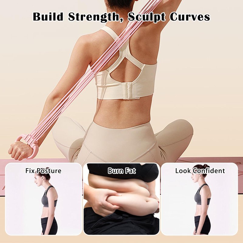 VKSG Resistance Bands with Handles for Women 15-90LBS- 6 Tube Adjustable Silicone Exercise Bands Set for Arm Back Exercise, Stretch Bands for Yoga, Pilates, Strength Training(Pink)
