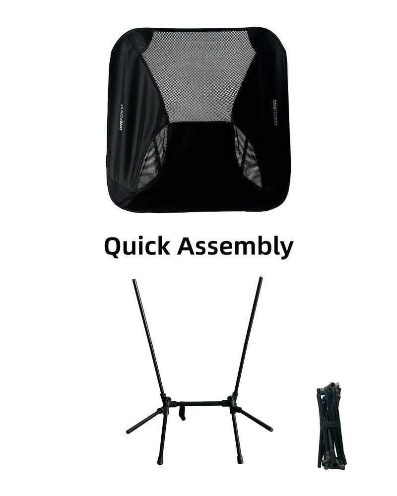 ONEFOREST Camping Chair, Foldable Portable Backpacking Chair for Beach Camp Hiking Outdoor Sport, Black