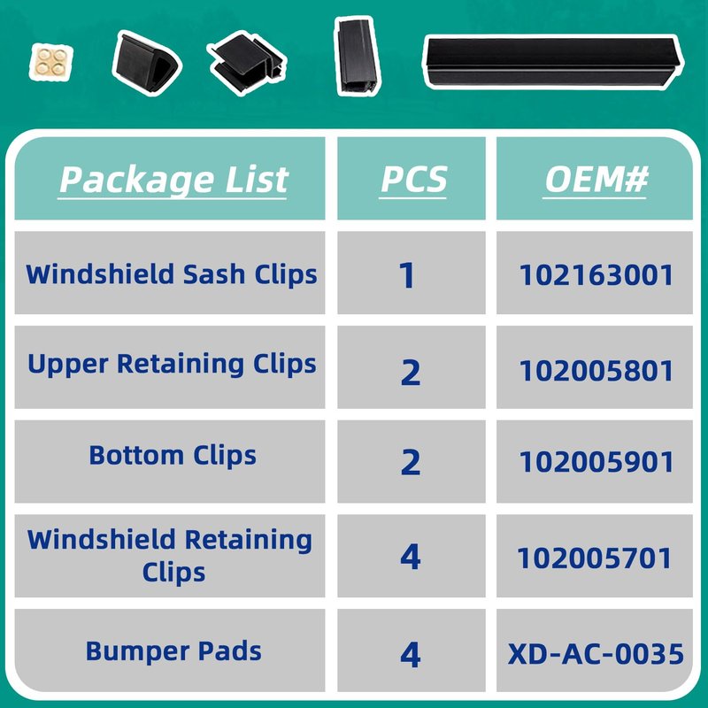 DRIVE UP Golf Cart Windshield Clips, Club Car Windshield Retaining Clips Kit for Club Car DS 1982-2000.4 Golf Carts, DS Windshield Flex Hinge, Sash Clips OEM 102005801, 102005901