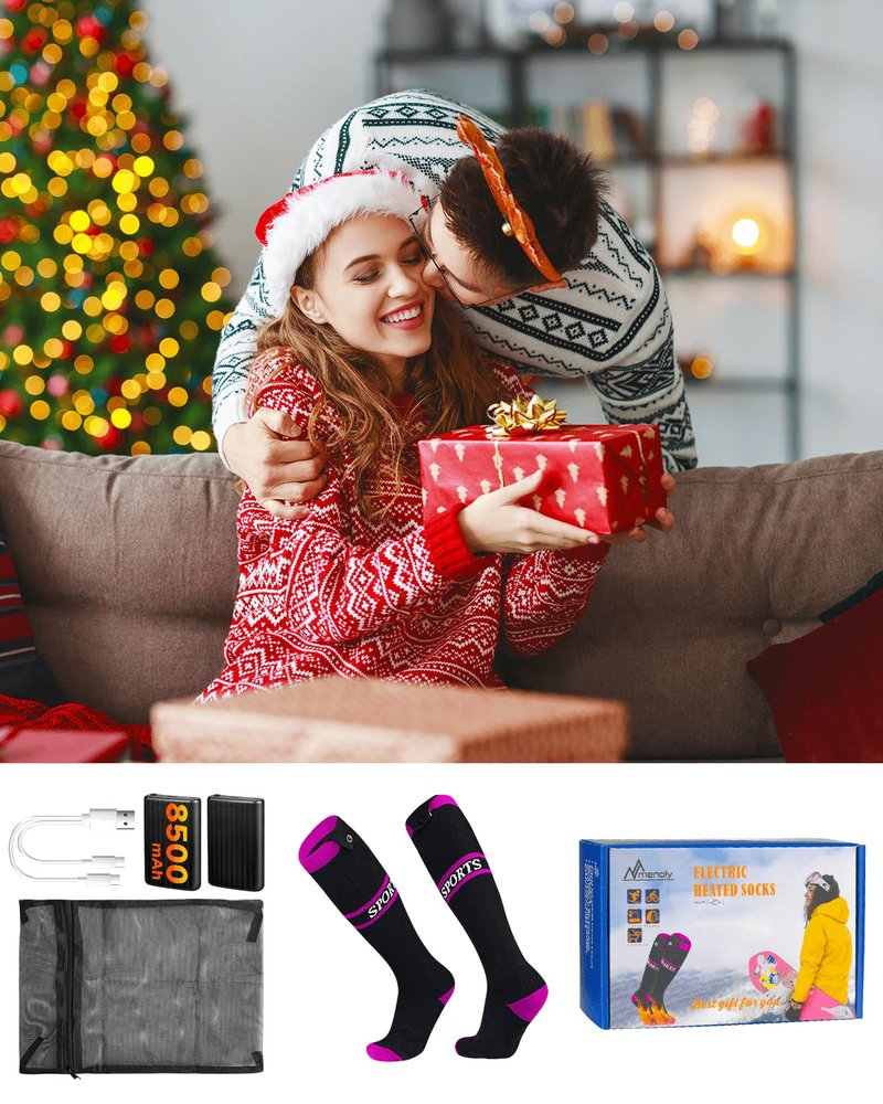 2026 Upgrade Heated Socks, 8500mAh*2 APP Control Electric Heated Socks for Men Women, Rechargeable Battery Powered Socks, Foot Warmer for Winter Hunting Ski Hiking Camping Outdoor Christmas Women Gift