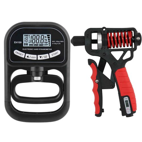 Captain Grip Strength Tester and Trainer Set – Electronic Hand Dynamometer (400lbs/180kg) & Adjustable Resistance Grip，Electronic Counting Grip