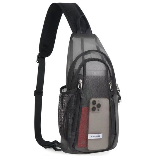 TITECOUGO Clear Sling Bag Clear Bag for Stadium Events Crossbody Daypack for Women Men Shoulder Backpack Transparent Casual Daypack for Concerts Sport Black