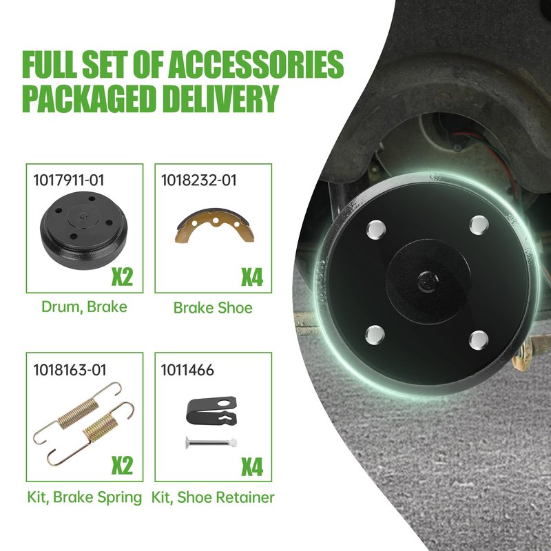 10L0L Golf Cart Brake Repair Kit for Club Car DS 1995-Up & Precedent 2004-Up, Brake Drums & Brake Shoes Spring Kit, Replace OEM 101791101 1018232-01 10603 1011466 101816301