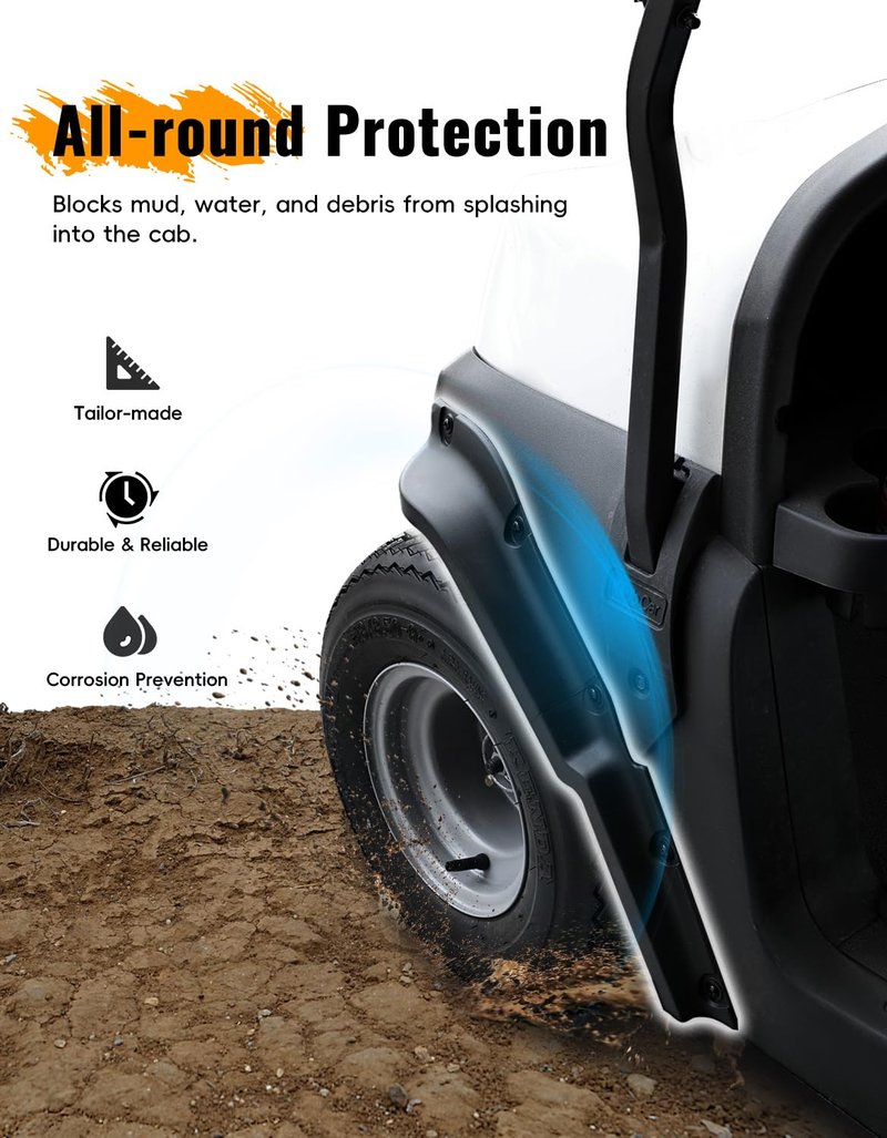 LUXEMOTO Golf Cart Front & Rear Fender Flares for Club Car Tempo 2017-2025, 10PCS Combined Mud Guards Mud Flaps Only for Club Car Tempo Standard and Unmodified Golf Carts Body 2017-2025 Accessories