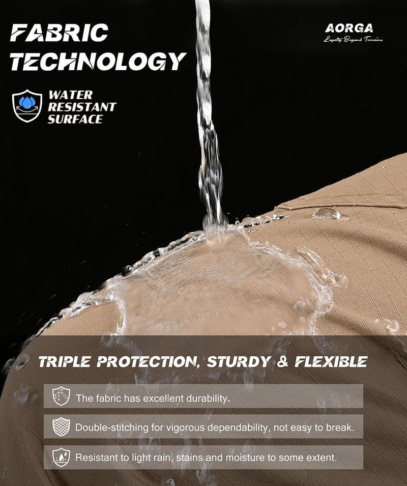 Men's Tactical Cargo Pants - Water Resistant, Breathable, Elastic Waist | 8 Pockets for Outdoor Use