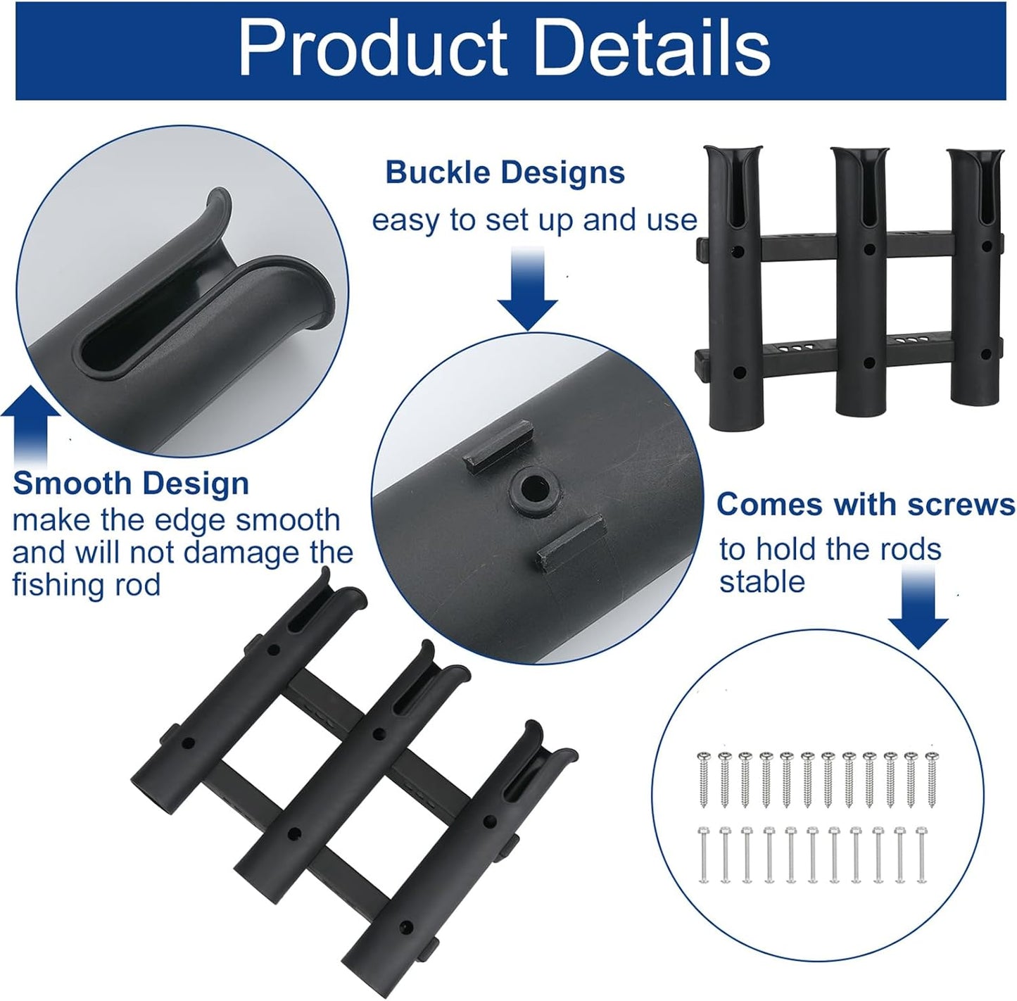 Fishing Rod Holders - Durable Plastic Tube Bracket for Boat, Kayak & Trailer | Portable Design