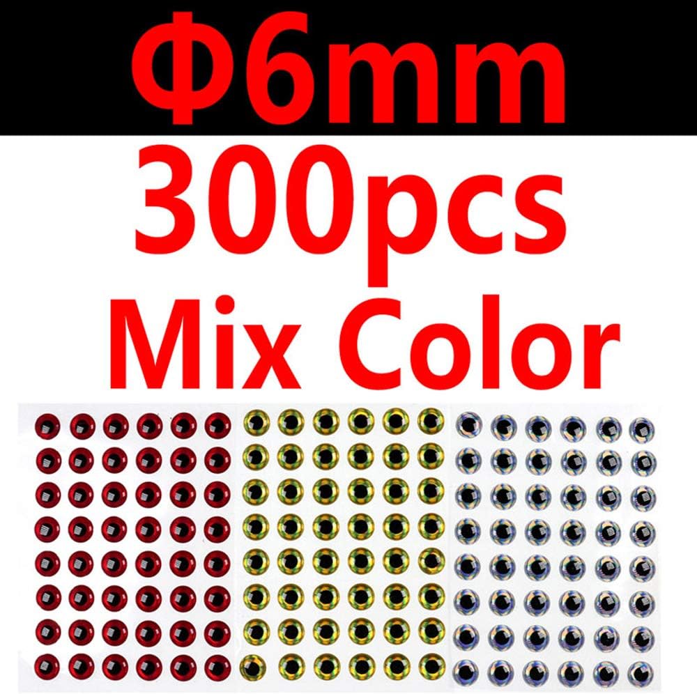 3D Bionic Fish Eyes - 300PCS Fly Tying Lure Eyes in Multiple Sizes (2mm-10mm)