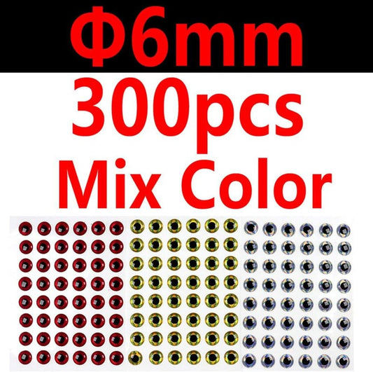 3D Bionic Fish Eyes - 300PCS Fly Tying Lure Eyes in Multiple Sizes (2mm-10mm)