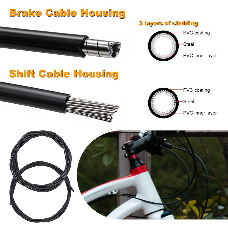 weideer 107PCS Stainless Steel Wire Cutter Bike Brake Cable Housing Shifter Cable Housing Universal Bike Cable Kit Bicycle Brake Cable Shift Cable with Bike Cable End Caps O-Rings
