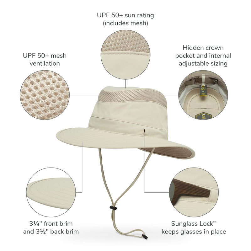 Sunday Afternoons Charter Hat - UPF 50+ Safari Sun Hat for Men & Women with Ventilation, Adjustable Fit, and Water-Repellent Design for Fishing, Hiking, Boating, or Travel, Cream, M