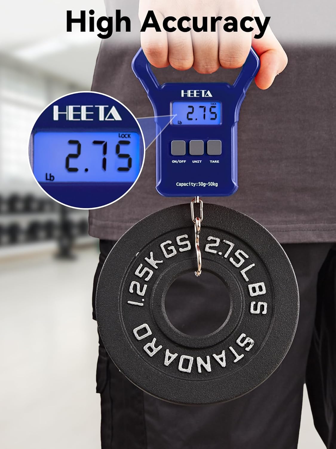 Digital Fishing Scale - 110lb/50kg Portable Hanging Weight Scale with Backlit LCD Display | Non-Slip Handle & Hook