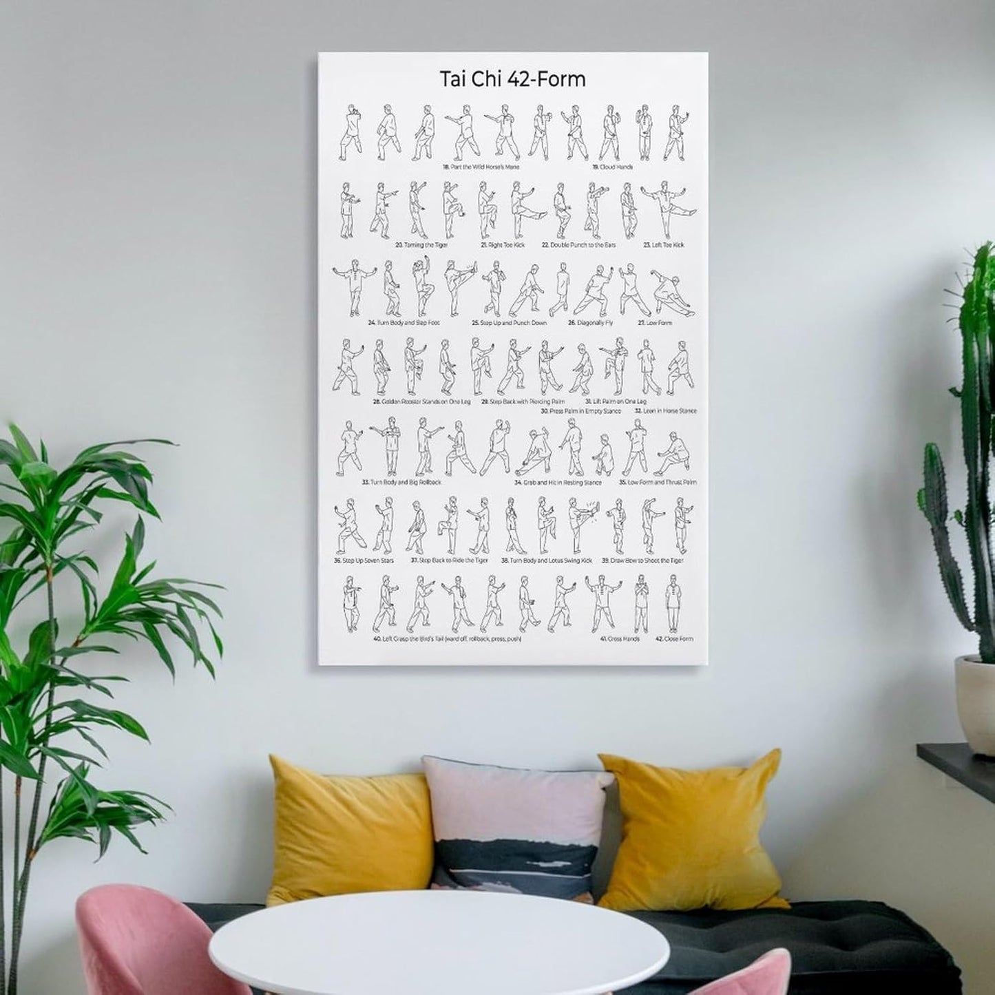 Tai Chi 42-Form Canvas Wall Art - Modern Bedroom Decor | Unframed 12x18 Inch Print