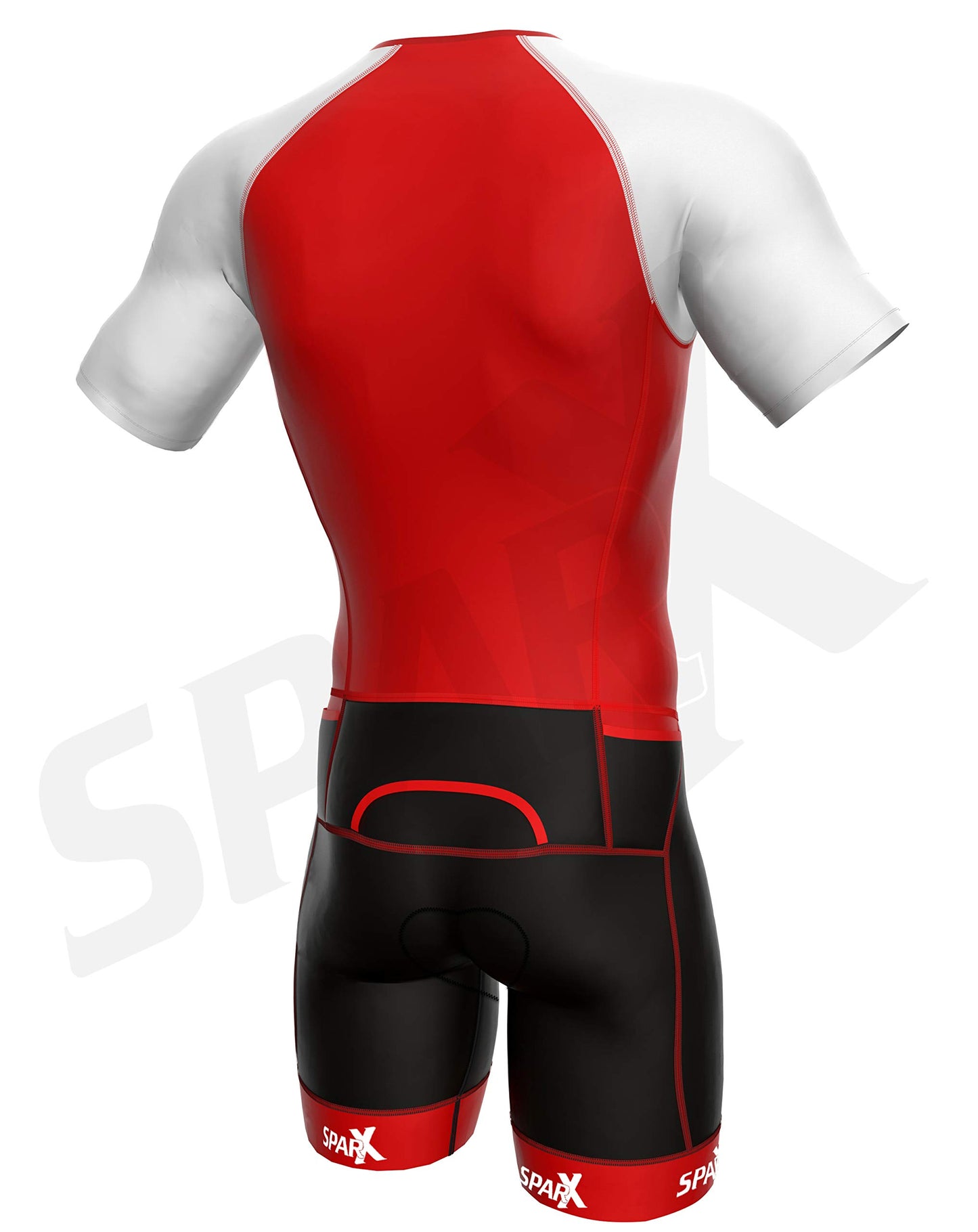 Sparx Mens Elite Aerosuit Triathlon Suit Mens Short Sleeve Tri Suit Skinsuit (Red, 2XL)