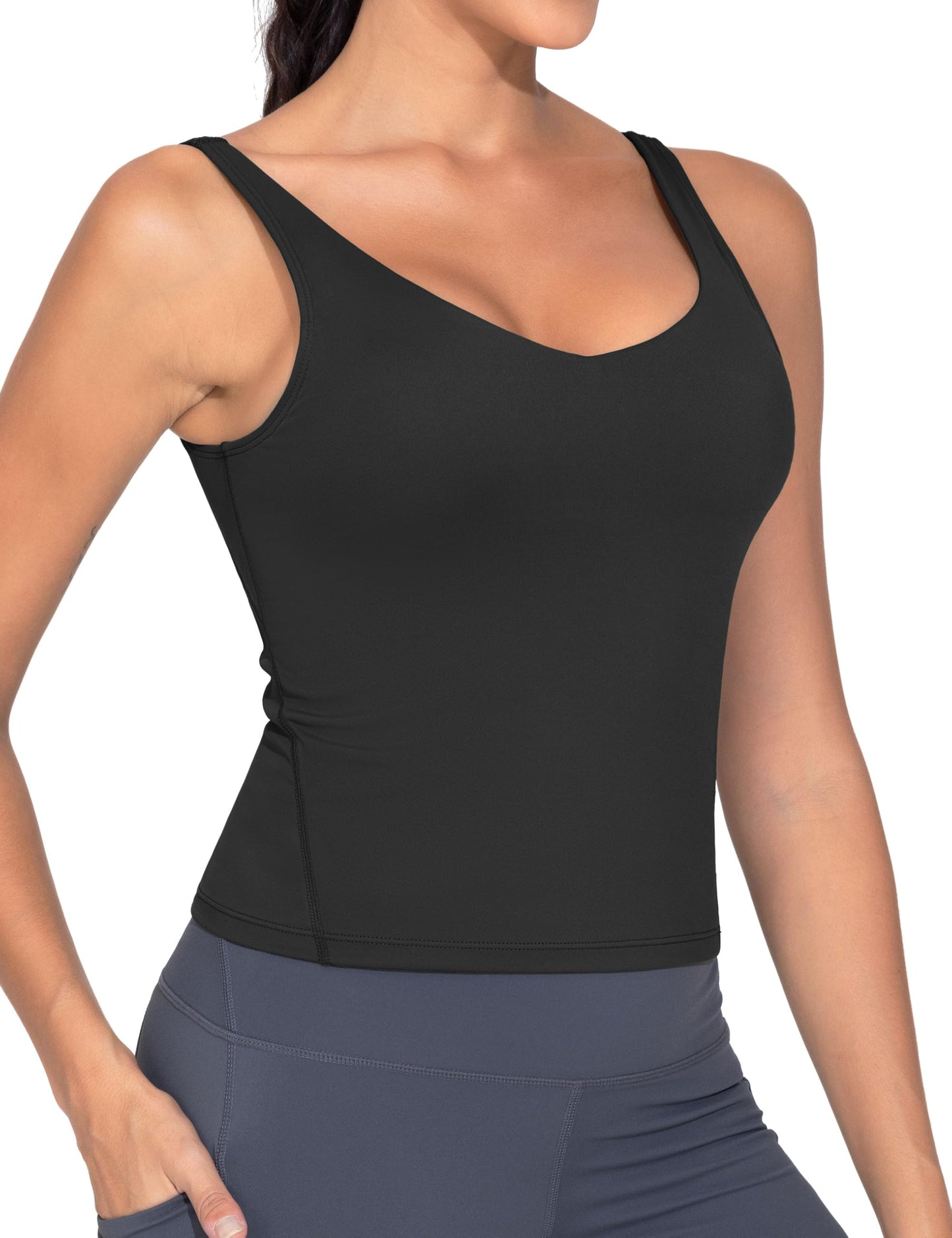 THE GYM PEOPLE Women's Longline Sports Bra Wirefree Workout Yoga Tank Tops