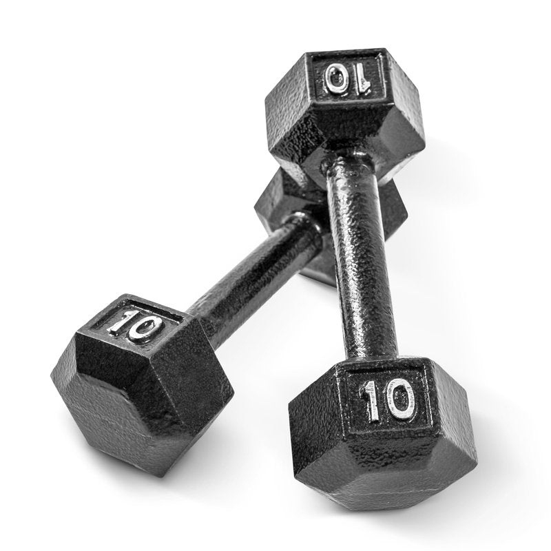 CAP Cast Iron Hex Dumbbell, Black, Pair, 10 lb
