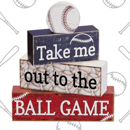 Baseball Party Table Decorations - 4 Pcs Wooden Sign Blocks | Centerpieces for Boys' Birthday, Sports Club & Home Decor