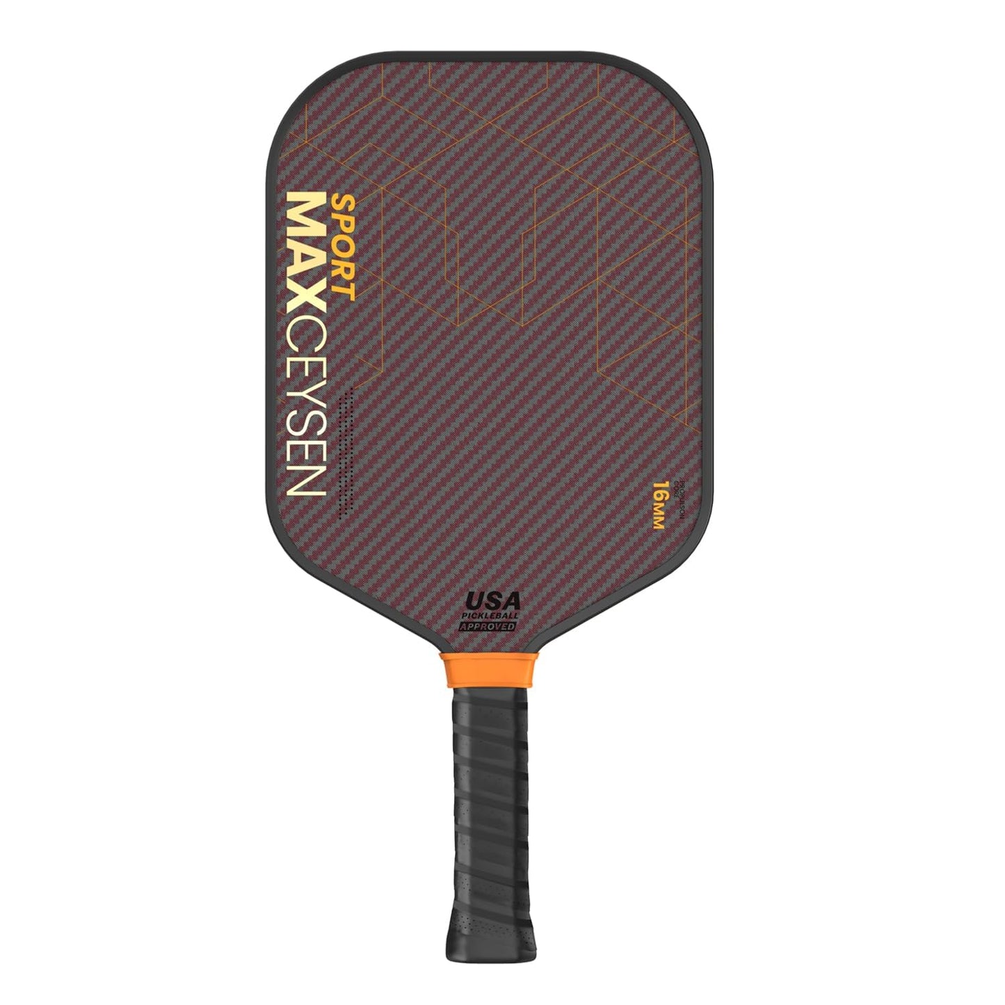Pickleball Paddles Carbon Fiber Single Paddle USAPA Approved 16MM High Performance Lightweight Racket with Wide Face Long Grip for Men Women Beginner Starters Black Orange