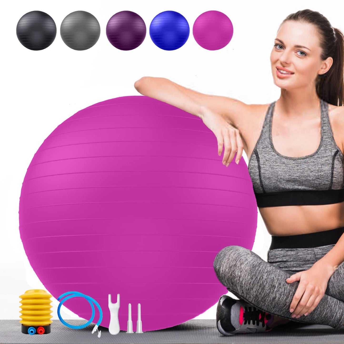 Soft Exercise Ball, Yoga Pregnancy Ball Chair, Pilates Equipment with Pump
