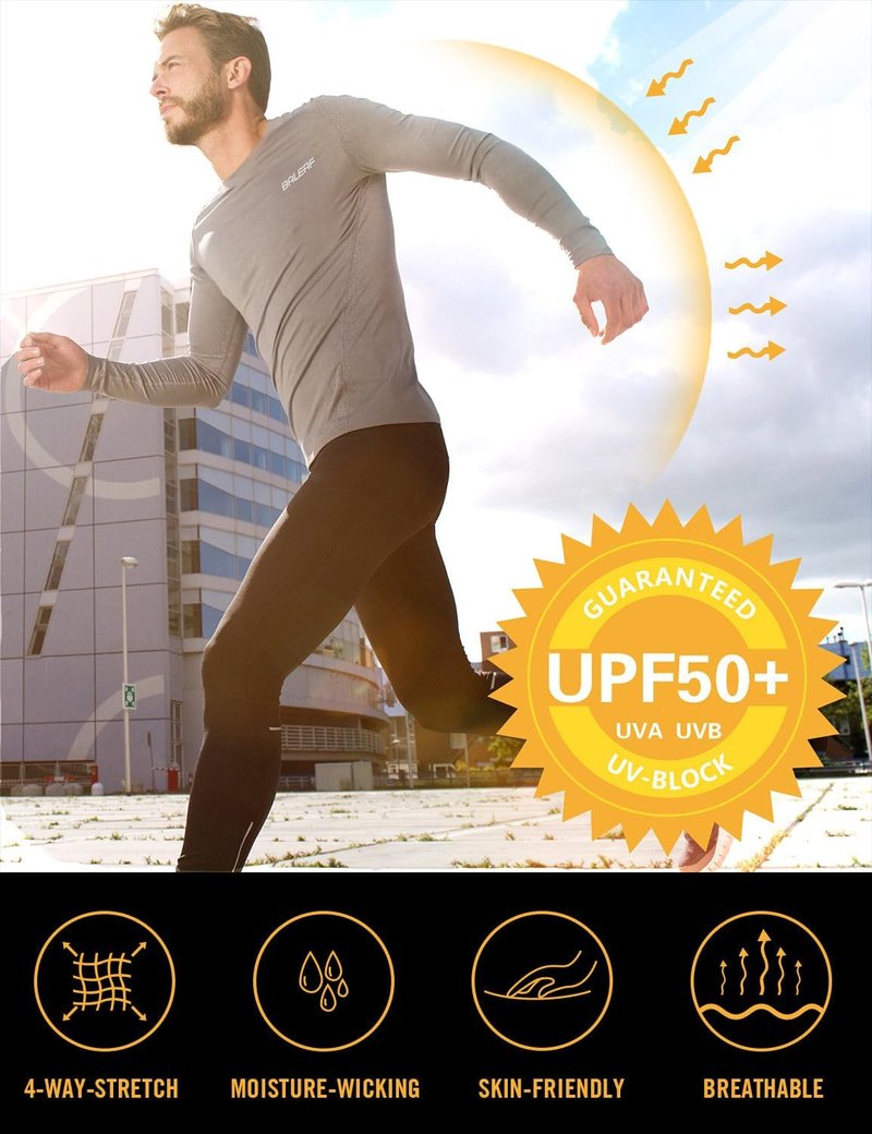 Men's UV Protection Long Sleeve Rash Guard | SPF UPF 50+ Quick Dry Fishing & Running Shirt