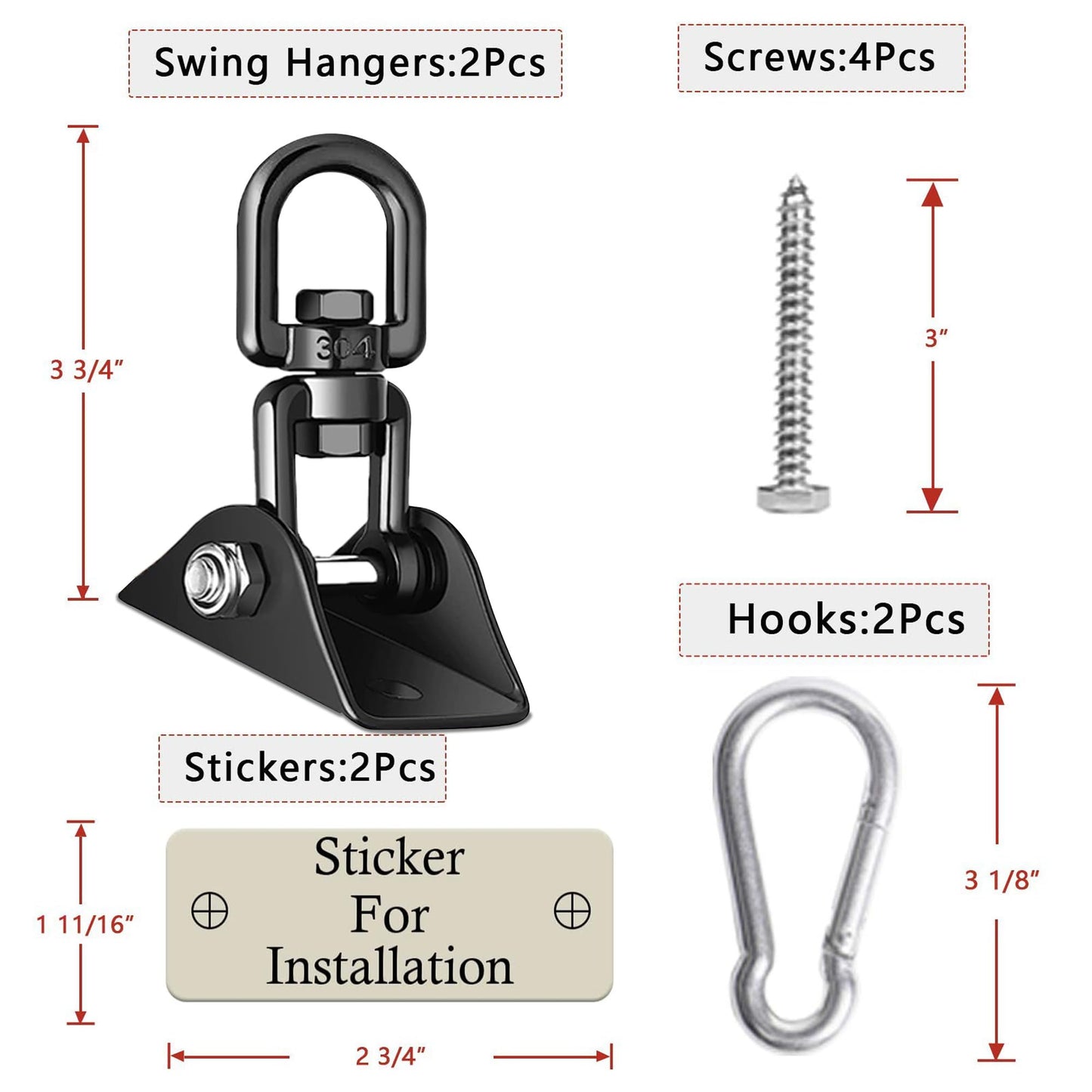 Aisto Heavy Duty Swing Hangers for Wooden Sets 2000 LB Capacity Hammock Hanger 360 Swivel Stainless Steel Swing Hardware Accessories 2 Packs for Porch Playground Yoga Heavy Bag