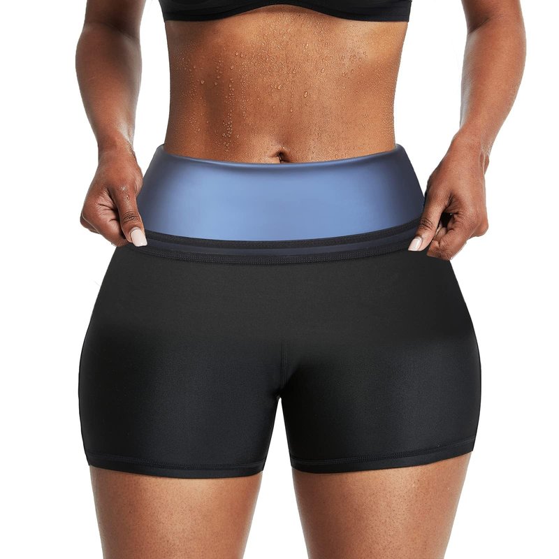 BODYSUNER Sweat Sauna Leggings Pants for Women Compression Workout Gym Slimming Thigh Trimmer Blue,SM