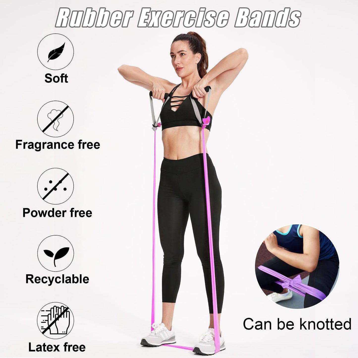 Exercise Bands Resistance Bands Set with Handles, Stretch Bands Workout Bands for Stretching, Latex Free Fitness Physical Therapy Bands Suitable for Rehab, Yoga, Pilates, Gym, Home Exercise