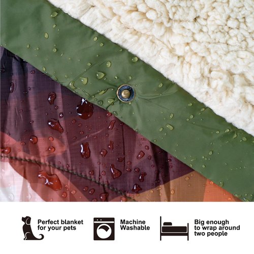 Kawagebo Sherpa Fleece Outdoor Camping Blanket with Packable Waterproof Bag - 3 in 1 Soft Warm Throw Wearable Camp Blanket, Puffy Ultralight Camping Blankets for Sleeping, Travel 56"x 78"