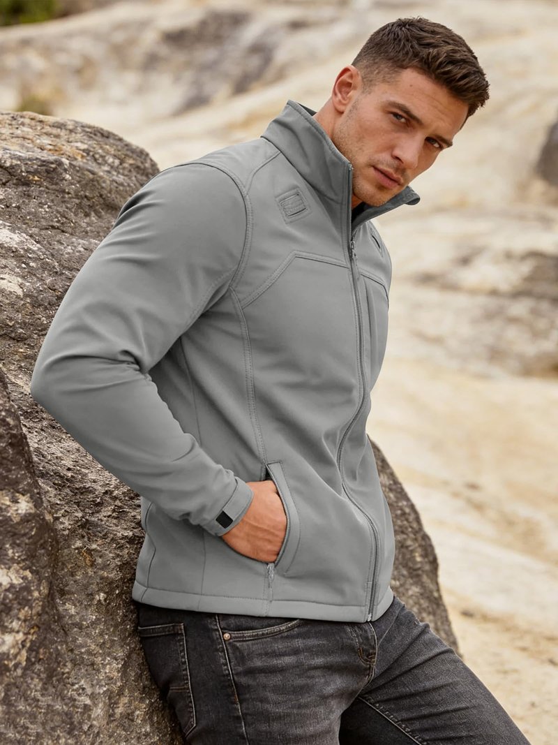 Yousify Men's Lightweight Softshell Jacket Fleece Lined Waterproof Windbreaker Tactical Jackets for Outdoor Hiking