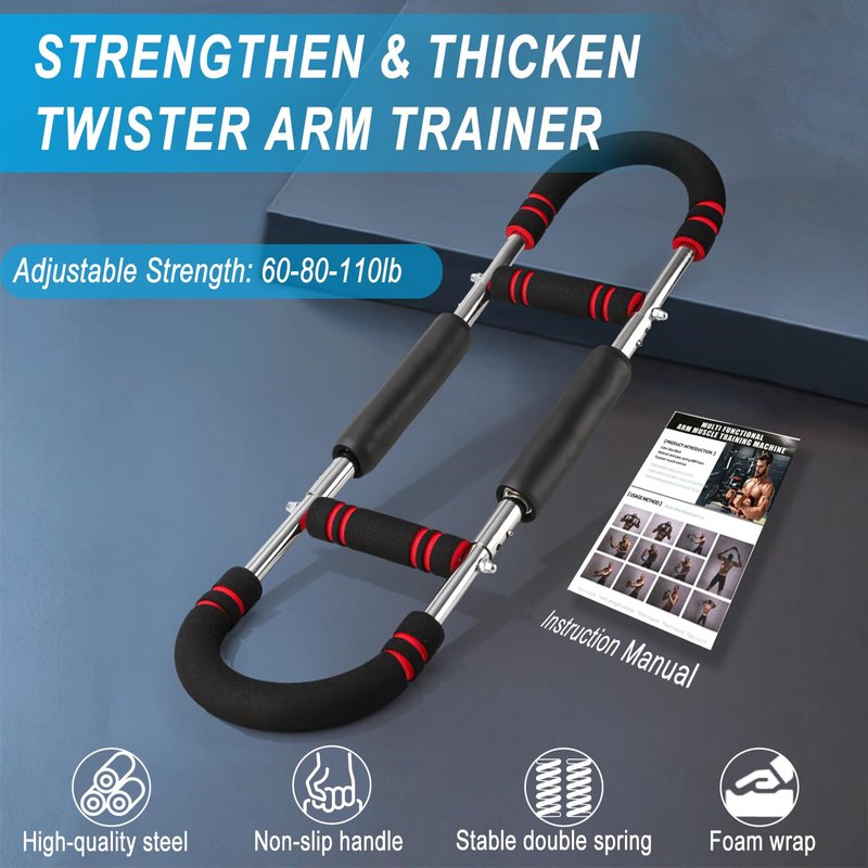 HELISAN Twister Arm Trainer, 60-110lb Adjustable Chest Workout Equipment - Arm Trainer for Men - Portable Chest Trainer, Shoulders & Forearms Muscle Training Exercise Equipment for Men Women