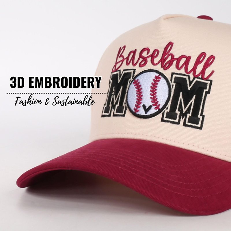 InnoBeta Baseball Mom Gifts Cap, Funny Adjustable Embroidered Hat Gifts on Mother's Day, Birthday, Christmas, Red-Beige