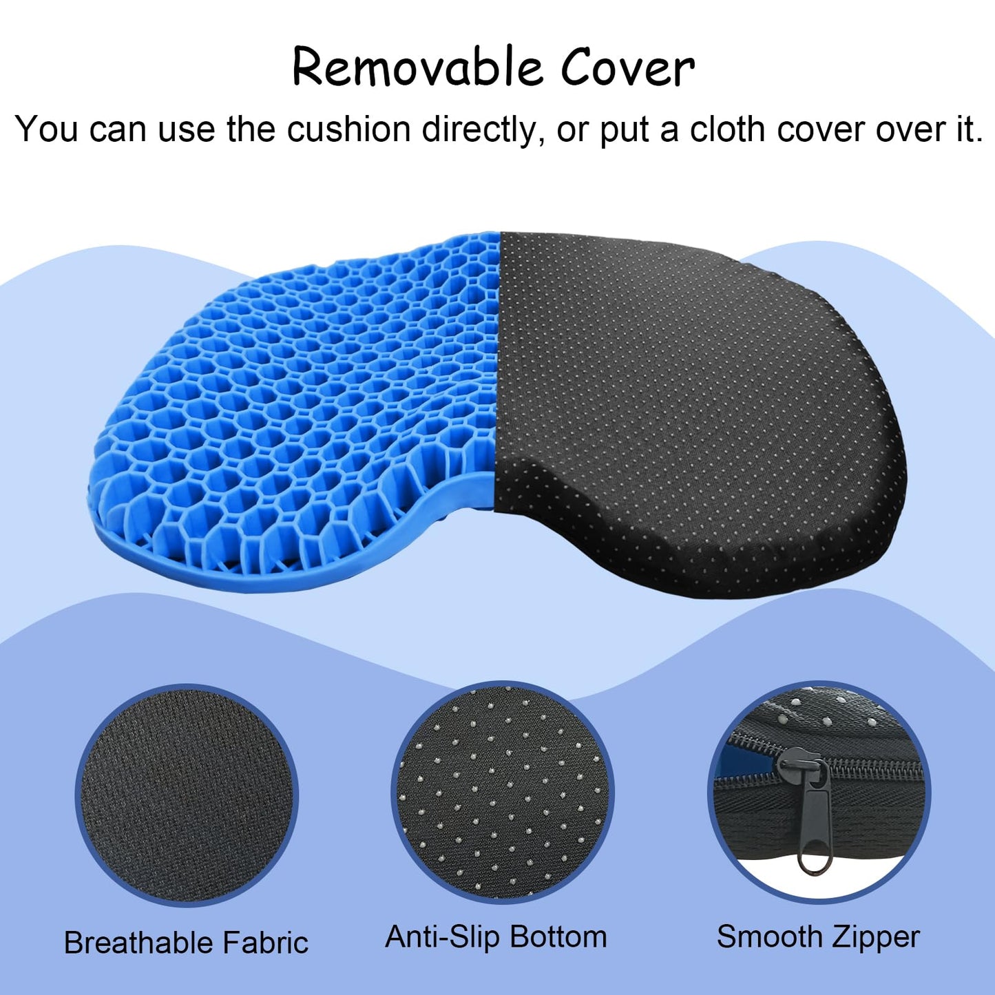 NEW-Vi Anti-Slip Kayak Seat Cushion - Waterproof Thicken Gel Boat Kayak Canoe Rowing Stadium Pad for Sit in Kayak Chair Lifetime Kayak Accessories Equipment Gear for Fishing Kayak,Blue