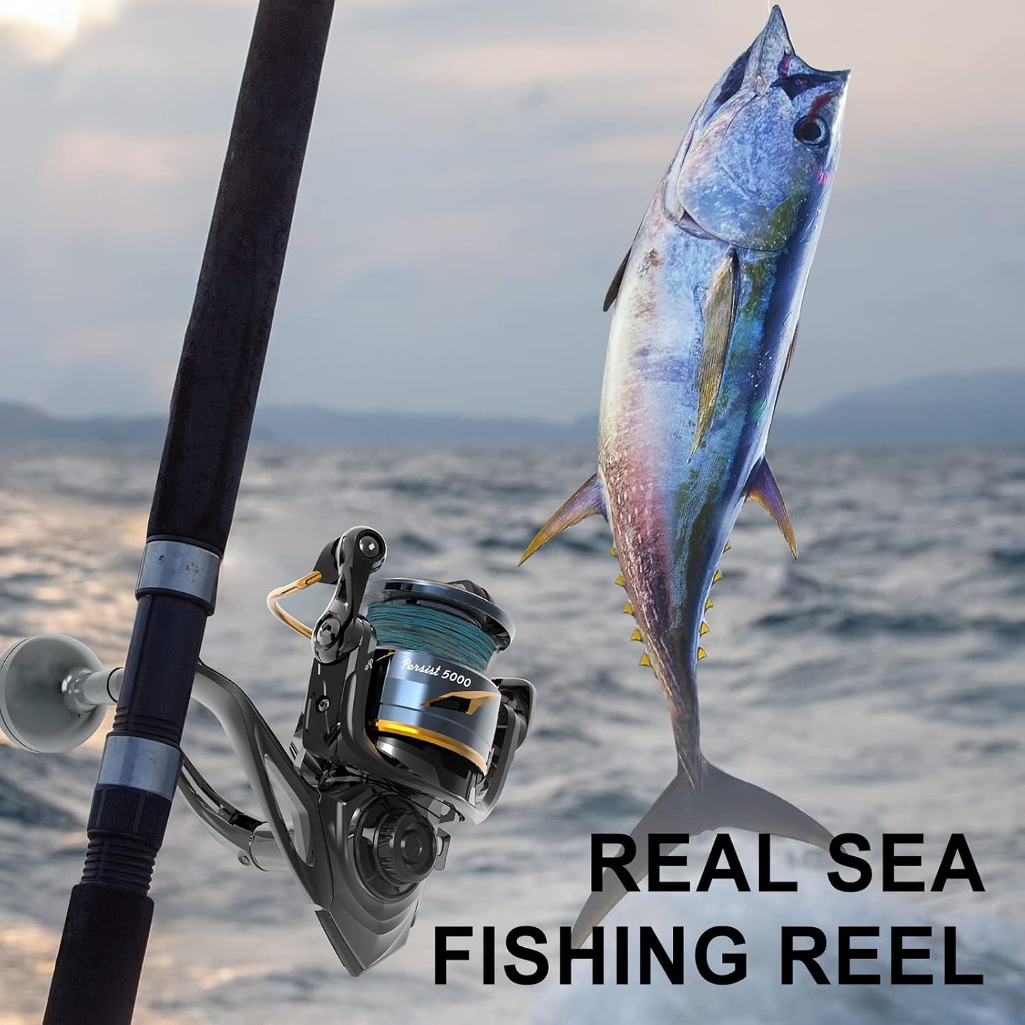Tempo Persist Spinning Reel - Ultra Smooth Fishing Reel for Saltwater & Freshwater | 30.9 LBs Max Drag, Aluminum Body