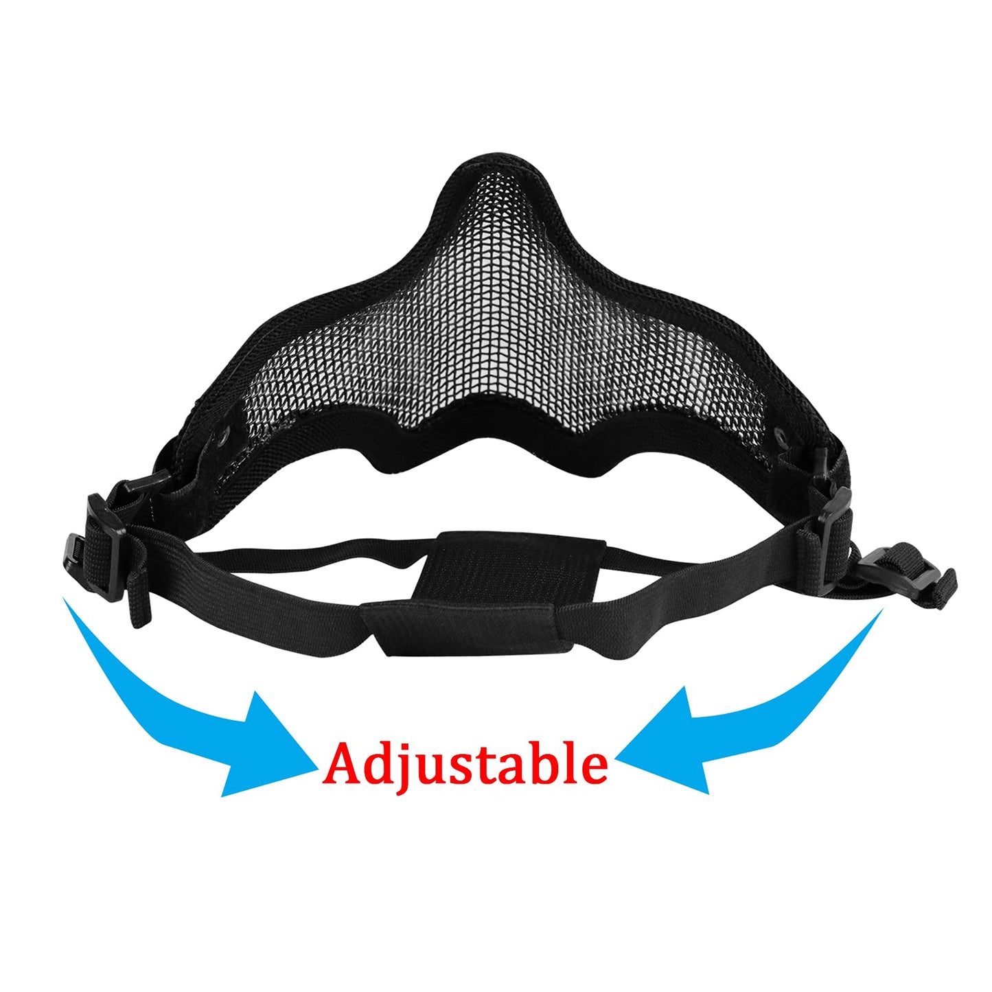 Aoutacc Airsoft Half Face Mask Steel Mesh and Goggles Set, Paintball Masks Protection Gear for Paintball BBS CS Nerf Game Cosplay Halloween Costume Accessories (Black with Pattern)