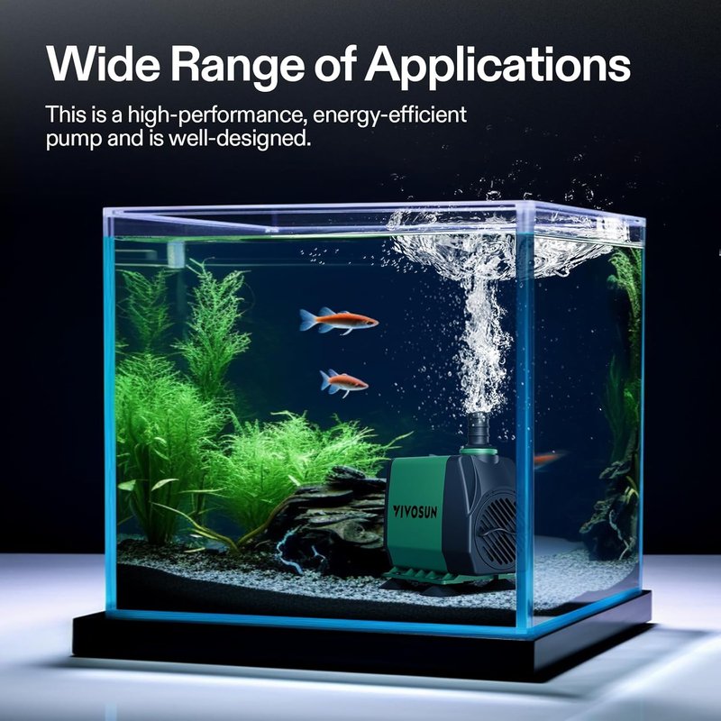 VIVOSUN Submersible Water Pump - 800GPH Ultra Quiet with 10ft Lift | 3 Nozzles for Aquarium & Pond