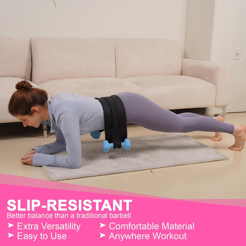 SOCASA Hip Thrust Belt with 5 Resistance Bands Set – Slip-Resistant Padding for Glute Workouts, Adjustable Booty Belt for Dumbbells, Kettlebells, and Weight Plates, Home & Gym Glute Trainer (Black)