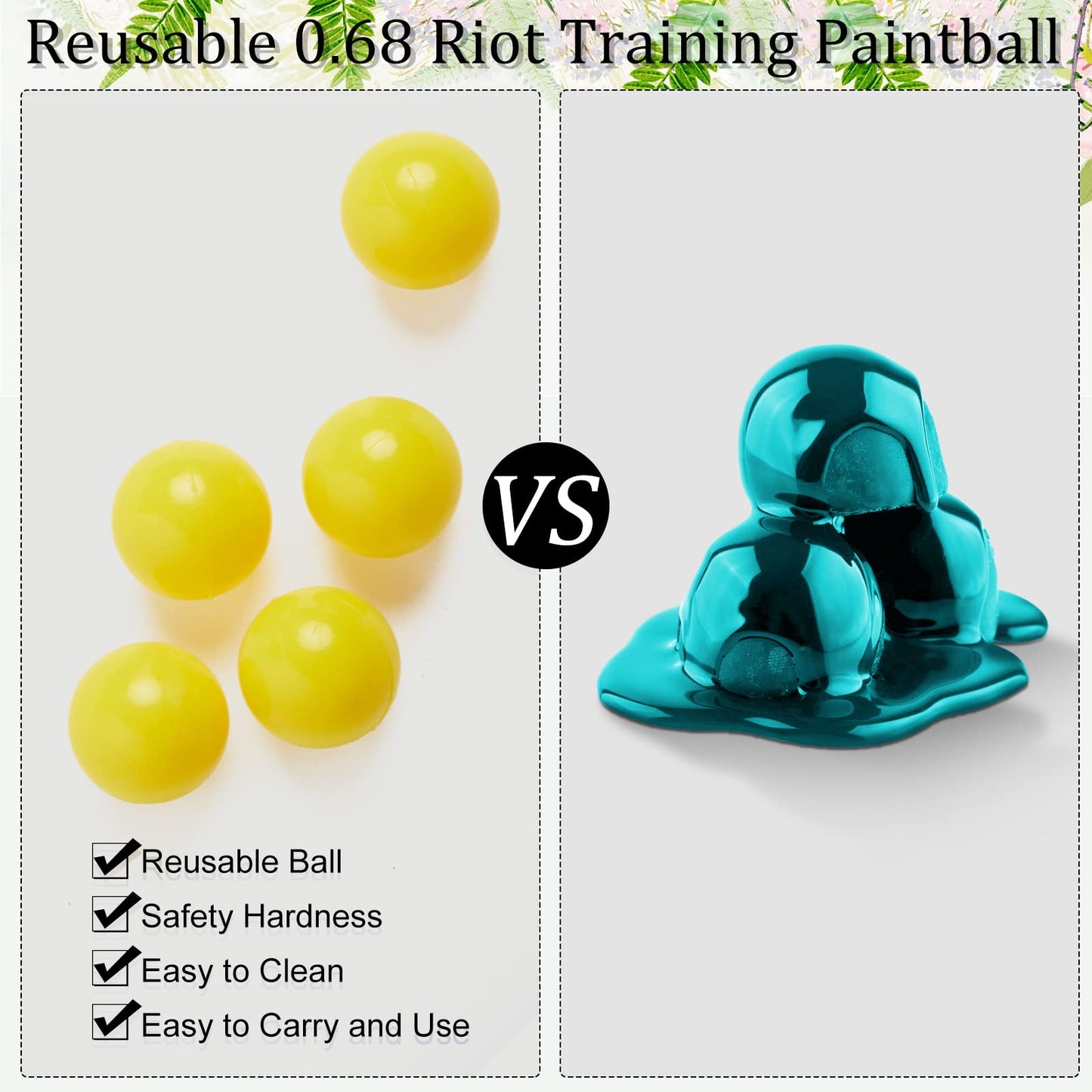 150 Pieces 68 Cal Paintballs Solid Balls 68 Breaker Balls Hard Nylon Paintball for Shooting Training Practice (Yellow)