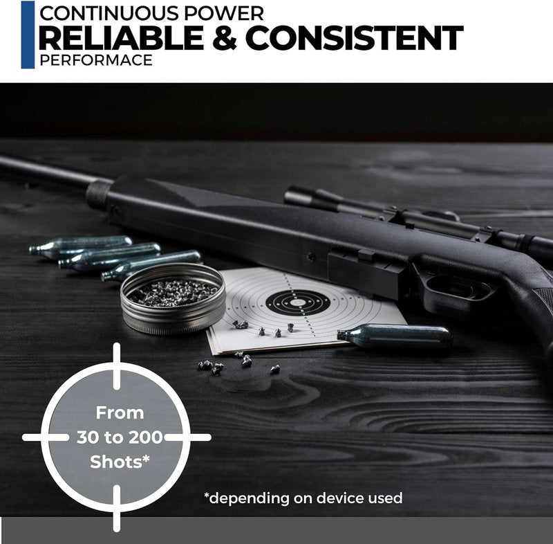 ICO 12 Gram CO2 Cartridges - Non-Threaded for BB Guns, Airsoft Pistols & Paintball Markers