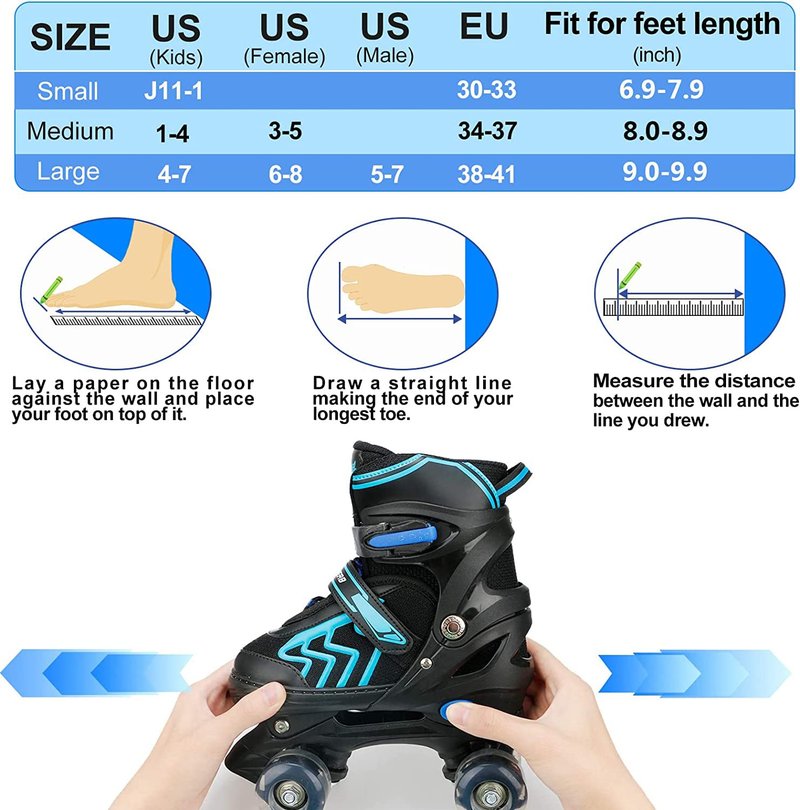 SZHZS Adjustable Toddler Kids Roller Skates with Light Up Wheels for Boys Girls Beginners for Indoor Outdoor Sports - Small Size