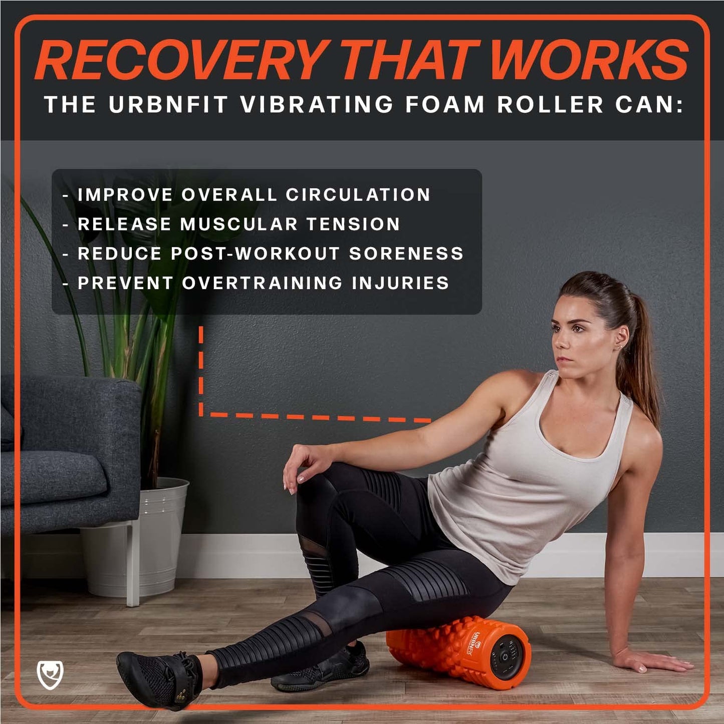 URBNFit Vibrating Foam Roller - Electric Muscle & Back Roller w/ 5 Speeds for Physical Therapy Exercise, Deep Tissue Massage, Post Workout Recovery and Trigger Point Release﻿